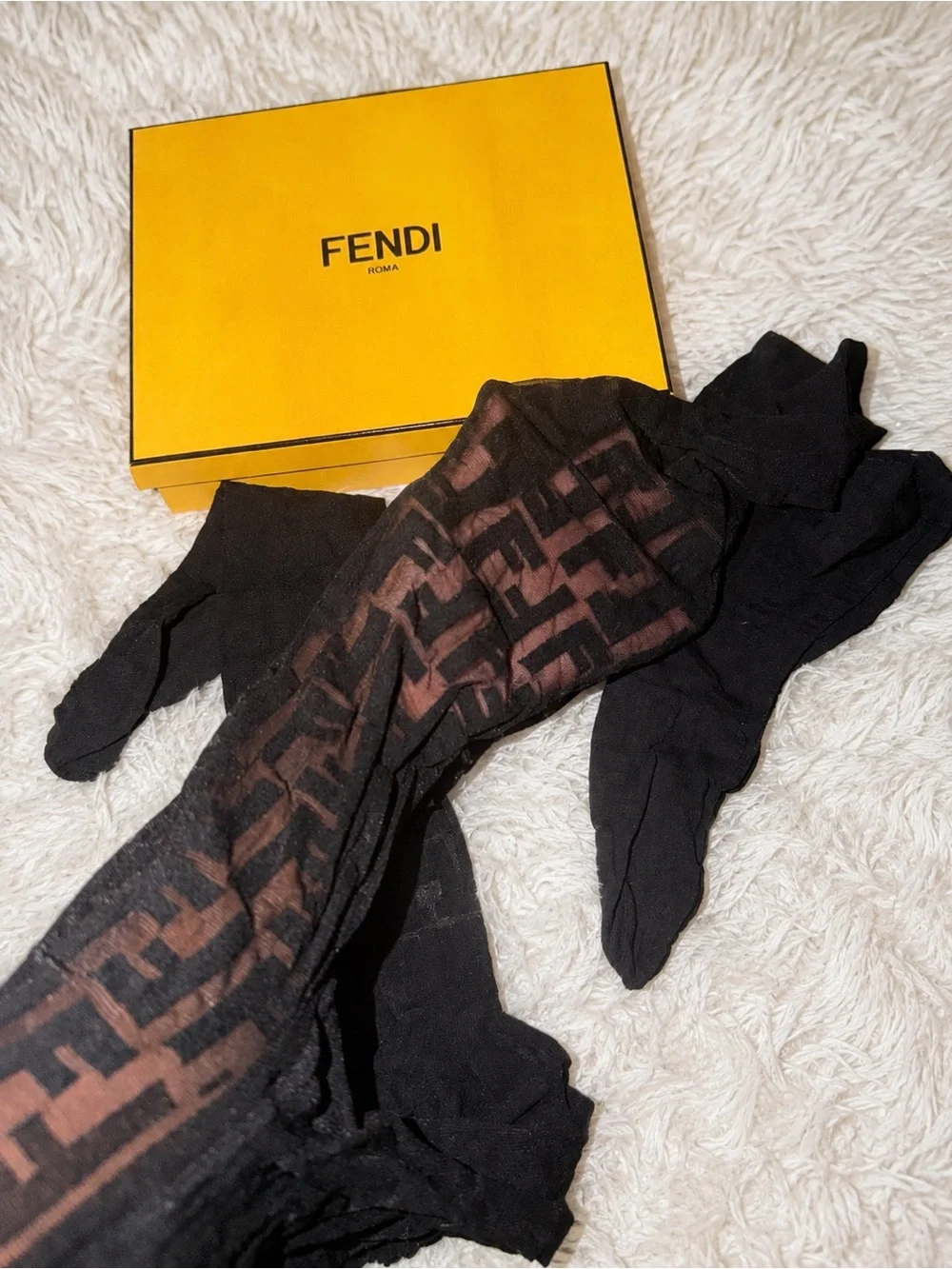 Fendi Designer Monogram Tights - Black